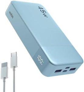 Nobis Power Bank, 20000mAh Caricabatterie portatile, 45W USB C in & Out Ricarica Rapida, 4 Porte Batteria Esterna con Display Digitale a LED, Compatibile con MacBook, iPhone 15 Samsung S23 (Blu)