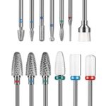 13PC Nail Drill Bits Set, Drill Bits for Nails, 3pcs Tungsten Carbide Drill Bits+ 3pcs Ceramic Efile Nail Drill Bits+ 6pcs Diamond Drill Bits+ 1pcs Brush, 3/32 inch Nail Bits for Nail Drill