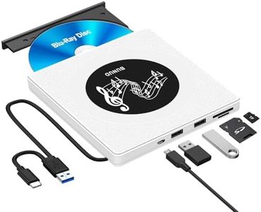 BUNUD Externes Blu Ray Laufwerk, USB 3.0 Bluray Brenner Extern USB C Externe Blu-ray Laufwerk mit 2 USB & SD/TF Slots, Externe Bluray laufwerke für PC Laptop Windows 11/10 Mac MacBook