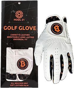 Bitcoin Golf Gloves - Cabretta Leather for Superior All Weather Grip with Soft Leather Palm, Universal Fit Left Handed Golf Glove, Perfect Golf Gifts & Golf Accessories (X-Small)