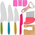 10 Pieces Kids Cooking Cutter Set, Montessori Kitchen Tools Safe Cutting Veggies Fruits, Toddler Kitchen Cutter Set for Chopper, Cutting Fruit and Vegetable (Pink)