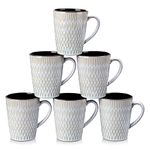 vancasso Pluvo Coffee Mug Set - 16 Oz Ceramic Coffee Cups 6 Pieces for Cappuccino, Latte, Tea, Microwave & Dishwasher Safe, Gray