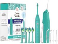 GuruNanda Lion & Lamb Kit (Teal) - Portable Water Flosser (300ml) with 4 Jet Tips & 5000 mAH Rechargeable Sonic Toothbrush with 4 Brush Heads & More