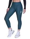 TCA Women's 3/4 Padded Cycling Leggings High Waist Breathable Bike Shorts with Pockets Anti-Slip Quick Dry - Atlantic Deep, S