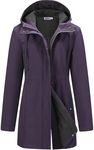 Outdoor Ventures Softshell Jacket Ladies Rain Jacket Functional Rain Coat Windbreaker Waterproof Hiking Jacket Breathable Outdoor Jacket with Hood for Spring Fall Winter, Purple, S