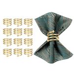 12-Piece Napkin Rings Set - Gold and Silver Metal Napkin Holders for Rustic Wedding, Restaurant & Party Decorations (Gold)