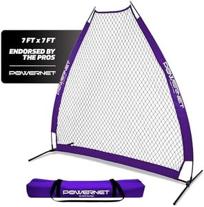 PowerNet Portable Baseball Practice Net for Pitching and Hitting, Softball Pitching Net, Pop Up Batting Cage Net Coach Shield, Backyard Outdoor Training, 7 FT A-Frame Screen (Purple)
