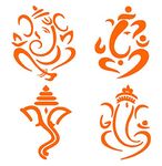 iDesign Vinyl Orange Lord Ganesh Self-Adhesive Sticker For Car, Scooter And Bikes