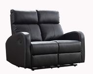 Furnituremaxi Boston Black Leather 2 Seater Recliner Sofa