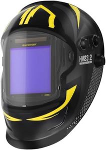 HZXVOGEN Welding Helmet Auto Darkening, 3.94"x3.82" Large Viewing Screen True Color Solar/Battery Power, 4 Arc Sensor Wide Shade 4/5-9/9-13 Welder Mask with Grind/Cut/Weld Mode for TIG MIG ARC(HV23.2)