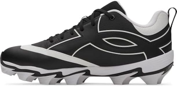 Under Armour Men's Leadoff Icon Low RM Baseball Cleats, (001) Black/White/Black, 9.5, US