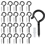 MOCOBO 20pcs Q-Hanger Hooks, Screw Hooks with Safety Buckle Ceiling Hooks for Hanging Plants, Christmas Decor, Cups, Wood, String Lights, Wall Outdoor