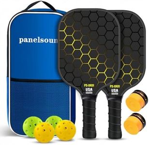 USAPA Approved Carbon Fiber Pickleball Paddles Set of 2 Includes 4 Balls and Bag, Lightweight Pickleball Set for Beginners & Pros (Yellow)