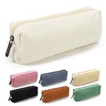 Small Pencil Case for Kids Pen Pencil Organizer for Boys Girls Adult Stationery Supplies Marker Highlighter for Middle High School Student (White)