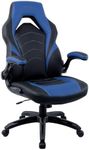 Staples Emerge Vortex Ergonomic Gaming Chair with Wheels, Reclining Office Chair, Adjustable Height & Arms, Padded Headrest, Lumbar Support, Bonded Leather, Black and Blue