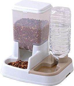Iris Ohyama, Distributeur de croquettes/de nourriture plastique(PP) pour Chien, Chat, Fontaine, Abreuvoir d'eau pour animaux, Pour bouteille à ouverture de 28mm, JQ-350, Blanc