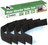 Evelots Water Absorber Snake Sock -4 Pack-Reusable Water Barrier - Absorbs 10 Times its Weight-Great for Leaks & Spills from Doors, Windows, Water Tank, Heavy Rain, Shower Tub-3 Feet Long