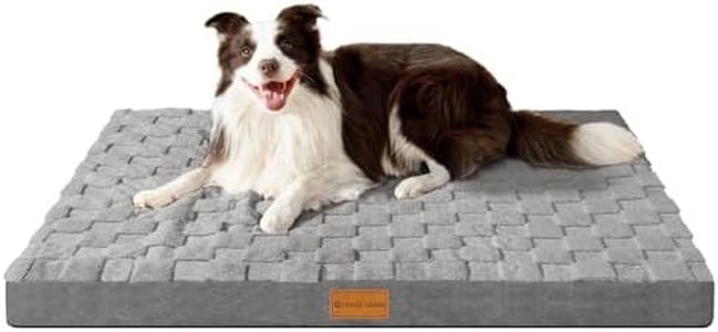 Patas Lague Orthopedic XXL Dog Bed for Extra Large Dogs 48''X30'', Waterproof Big Large Checkered Pattern Dog Beds with Removable Washable Cover,Egg Crate Foam Pet Bed Mat with Nonskid Bottom, Grey