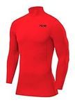 TCA Men's Pro Performance Compression Base Layer Long Sleeve Top - Mock Neck - High Risk Red, S