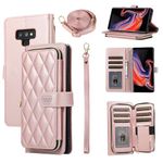 ELISORLI Wallet Case for Samsung Galaxy Note 9 with Detachable Wrist Strap Crossbody Shoulder Strap 9+ Card Slots Zipper Purse Luxury PU Leather Stand Cell Phone Cover for Note9 Not S9 Women Rose Gold