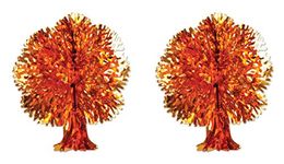 Beistle 90526, 2 Piece Metallic Fall Trees, 13", Orange/Red/Yellow