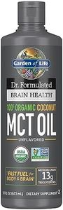 Garden of Life Dr. Formulated Brain Health 100% Organic Coconut MCT Oil 16 fl oz Unflavored, 13g MCTs, Keto & Paleo Diet Friendly Body & Brain Fuel, Certified Non-GMO Vegan & Gluten Free, Hexane-Free