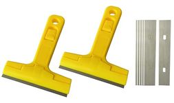 Inditrust 2pc Portable Scrapper and 6 blade with ABS Plastic Handle tool to remove silicone & paint stains Floor Tile Grout Remover mirror Glass Window Cleaning