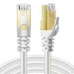 TNP CAT 7 Ethernet Cable 10ft High Speed 10 Gbps 600MHz White CAT7 Connector LAN Network Gigabit Internet Wire Patch Cord with Professional S/STP Gold Plated Premium Shielded Twisted Pair