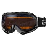 OutdoorMaster OTG Ski Goggles - Over Glasses Ski / Snowboard Goggles for Men, Women & Youth - 100% UV Protection (Black Frame + VLT 24% Orange Lens with REVO Silver)