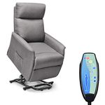 Giantex Power Lift Massage Recliner Chair for Elderly, Soft Fabric Sofa Chair, Heavy Padded Cushion, Remote Control, Home Theater Seating, Leisure Lounge w/Side Pocket, Living Room Office (Brown)