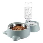 CREDLY Double Dog Cat Bowls Water and Food Bowl Set with Detachable Stainless Steel Bowl Automatic Water Dispenser Bottle Automatic Water Bowl for Cats Dogs Rats Rabbits Guinea Pigs Small Animals