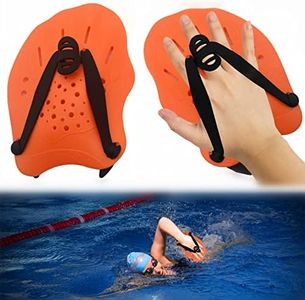 1 Pair Hand Paddles for Swimming Swim Paddles with Adjustable Straps Power Strength Training Aid Pool Exercise Equipment Accessories for Adults Kids Children Unisex (Orange)