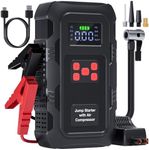 HPBS 5000A Jump Starter with Air Compressor, Portable Car Battery Jump Starter with 150 PSI Tire Inflator for Up to 10.0L Gas and 8.0L Diesel Engines, 12V Jump Box Battery Charger Booster(Red)