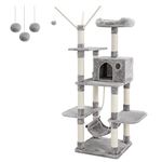 FEANDREA Cat Tree, Cat Condo with Hammock, Perch, Cat Tower, Light Grey PCT86W