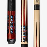 Players HXTE8 Billiard Pool Cue PureX Technology, Natural Birdseye Maple Forearm and Cocobolo Butt with Black & Mother-of-Pearl Graphic Overlay, 19-Ounce, 12.75mm Tip