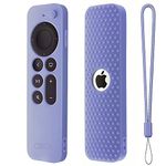 Dealfreez Protective Full Wrap Silicone Case Compatible with New Siri Apple TV 4k 2nd Generation Remote Skin-Friendly Shock Proof Anti-Slip Washable Protective Cover Sleeve (C-Lavender Purple)