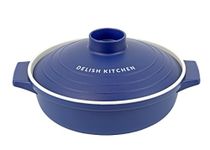 DELISH KITCHEN CC-1346 Pearl Metal Microwave Cooker, Navy, Microwave Cooker, 7.1 inches (18 cm)