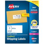 Avery® White Shipping Labels for Laser Printers with TrueBlock Technology, 2 Inches x 4 Inches, Box of 2500 (5963)