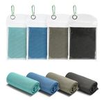 Amazon Basics Gym Cooling Towels for Neck and Face, Working Out, 102 cm x 31 cm, 4-Pack, Black/Gray/Aqua/Navy