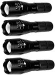 Decaker TC1200 PRO Tactical Flashlight Military Grade 5 Mode 3000 Lumens Tactical Led Waterproof Flashlights, 4-Pack