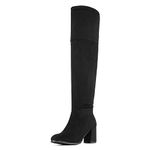 DREAM PAIRS Women's Stretch_High Black Thigh High Block Heel Over The Knee Boots Size 8.5 B(M) US