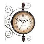 Vintage Double Sided Wall Clock Industrial Wall Clock for Outdoor Decorative Wall Art Antique Decor Office Wall Clock Silent Kitchen Wall Clock Steampunk Double Sided Clock Wall Mounted