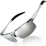 Duco Driving Sunglasses for Men Ultralight Polarized Sunglasses metal Frame mens Sun Glasses 100% UV400 Protection 8177s(Silver Frame Mirror Lens)