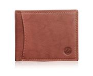 MYRIADS Brown Leather Wallet for Men Saddle Genuine Leather Wallet HAXON RFID Protected Gents Purse Vegetable Tanned Stylish Latest Sleek Wallet for Everyday Use, Birthday, Valentines Day Gifts