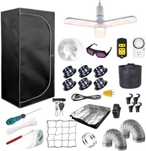 Complete Mylar Growing Tent 2x2 Grow Tent Kit 24"x24"x55" Indoor Plant Growing Room LED Full Spectrum Grow Light Ventilation Inline Fan + Acceseries