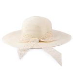 CLOTHERA Lightweight Summer Brim Straw Beach Hats for Women (Off-White)