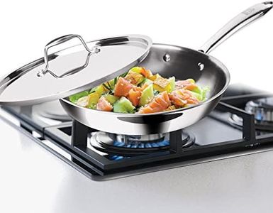 MILTON Pro cook 24 cm Frying Pan, Triply Stainless Steel with Lid, 1.7 Litre, Skillet for Curry, Stir-Fry, Omelette Pans, Sauté Induction & Gas Friendly Steel Pan, 3 Years Warranty
