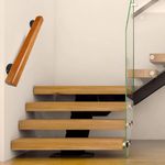 60cm/ 2FT Wooden Handrails for Indoor Steps, Wall-Mounted Staircase Hand Railing Modern Banister Handrail Load Capacity 400lbs, Anti-Slip Grab Rails Safety Support for Home, Corridor, Lofts Decking