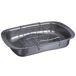 Good Cook 04116 Quick-Baste Roaster Pan with Locking Rack, Steel, Gray