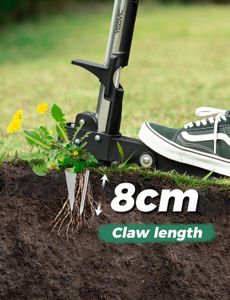 YISSVIC Stand-Up Weed Puller – Stainless Steel 4-Claw, Telescopic Root Remover, Adjustable Non-Slip Handle, Green